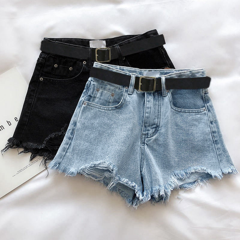 Women’s Fashion Leisure Ripped Denim Shorts – Casual Distressed High-Waist Jean Shorts
