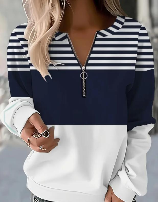 Half-Zip Flag Print Sweatshirt –Trendy Streetwear Pullover