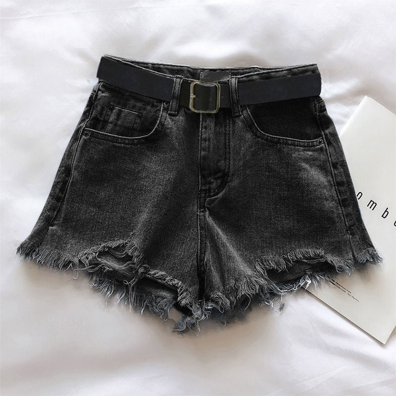 Women’s Fashion Leisure Ripped Denim Shorts – Casual Distressed High-Waist Jean Shorts