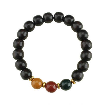 Handcrafted Blackwood Beaded Bracelet – Vintage Rosary Style