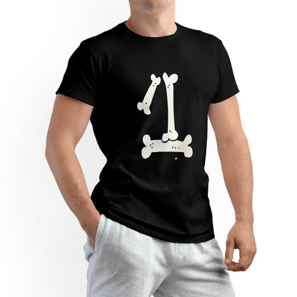 Pet-Themed Men’s T-Shirt – Bone Print, Cotton, Couple Style