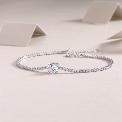 Dawn Dew Beaded Moissanite Bracelet – Luxury Silver Jewelry
