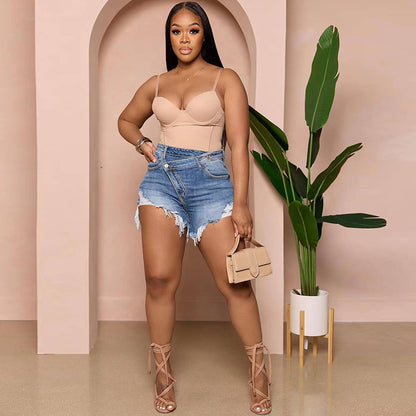 Stylish Personality Denim Shorts – Streetwear-Inspired Look