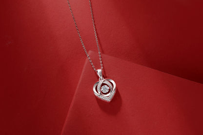 "Forever in Motion" Moissanite Heart Necklace – Luxury Silver Love Pendant with Dancing Stone