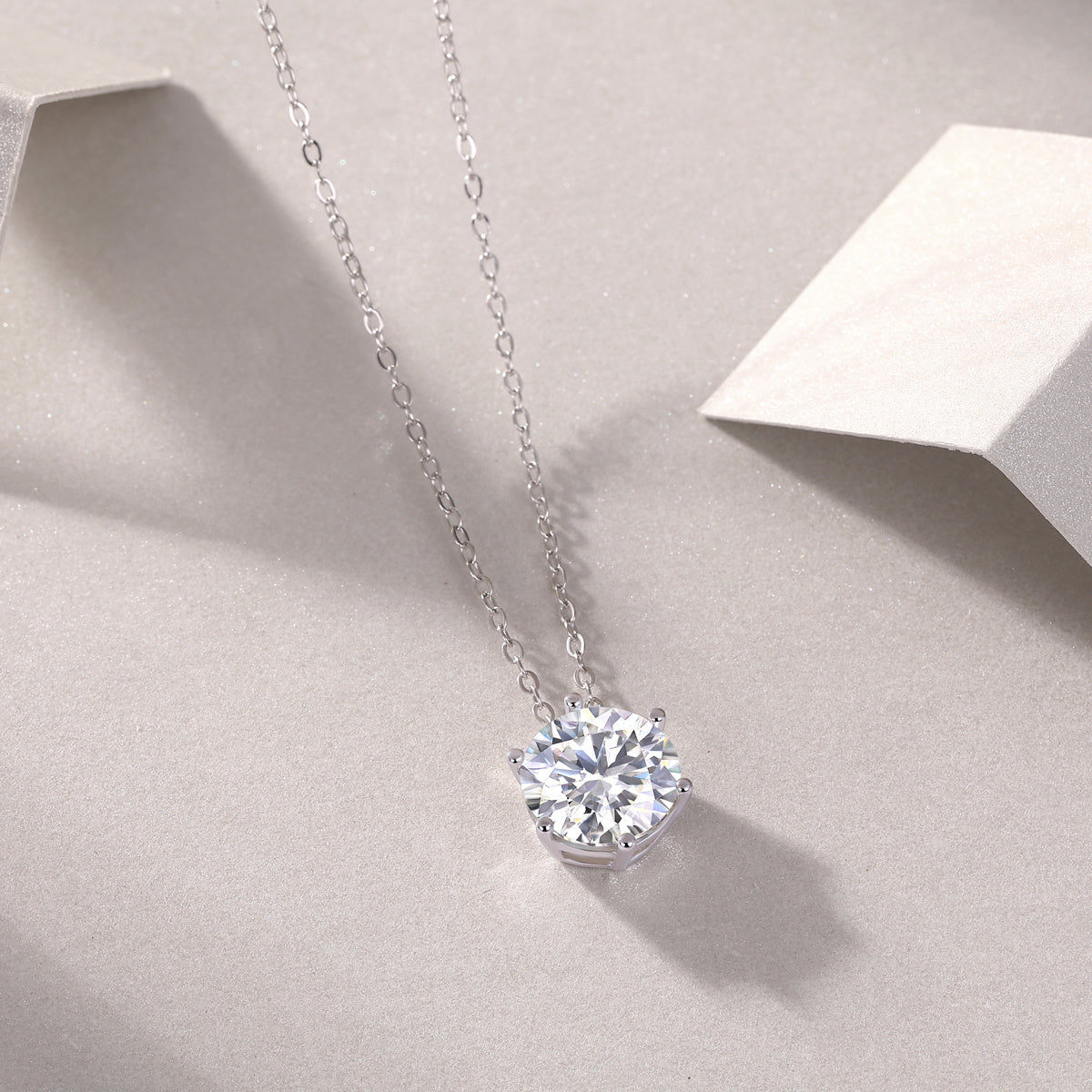 Rose Moissanite Pendant Necklace – Luxury Silver Jewelry