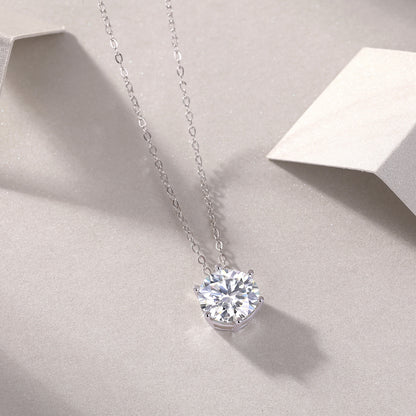 Rose Moissanite Pendant Necklace – Luxury Silver Jewelry