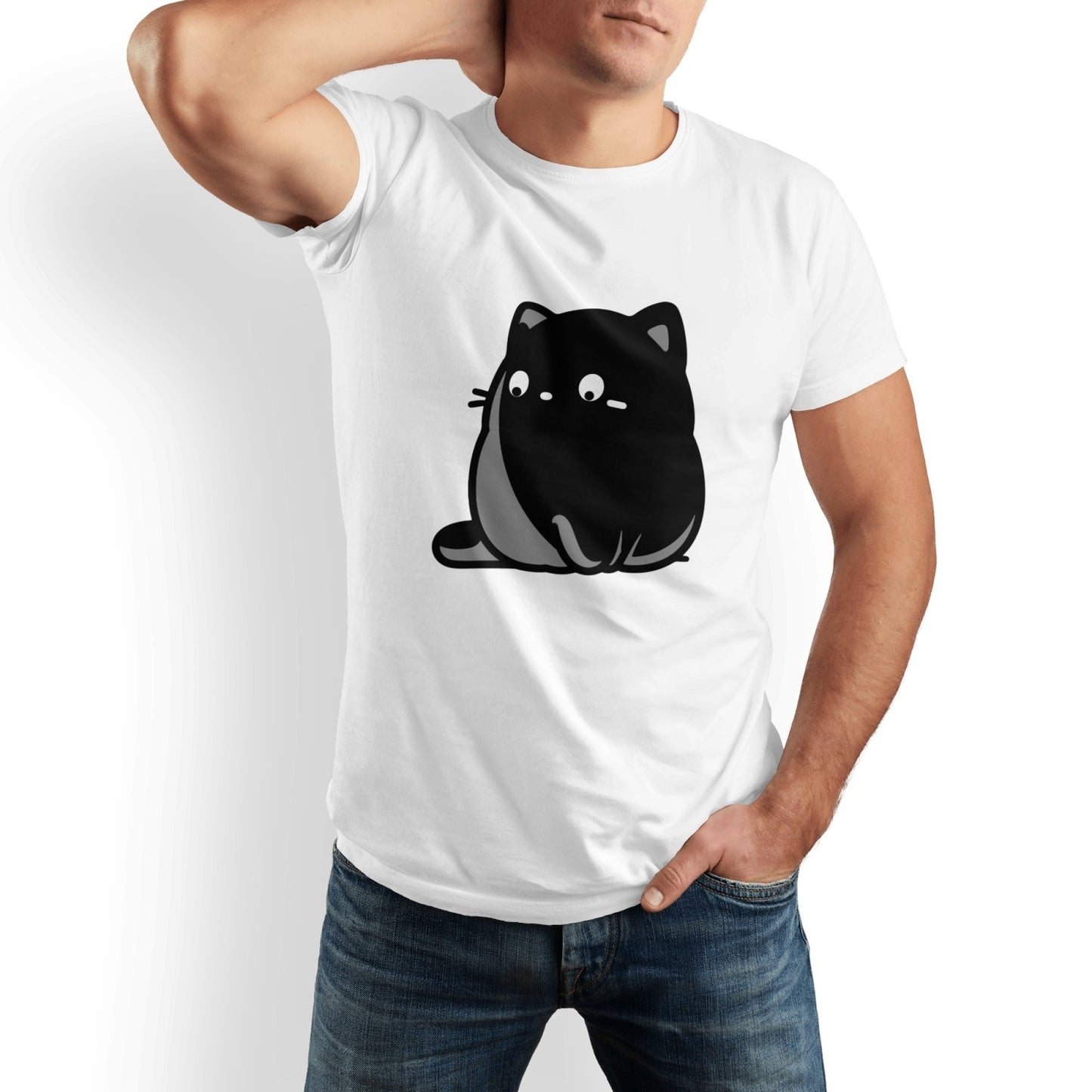 Fat Cat Men’s Cotton T-Shirt – Casual Round Neck, Classic Fit