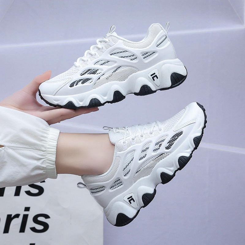 Wave Sole Running Sneakers – Women’s Lace-Up Mesh Sports Shoes