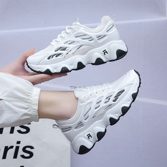 Wave Sole Running Sneakers – Women’s Lace-Up Mesh Sports Shoes