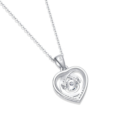"Forever in Motion" Moissanite Heart Necklace – Luxury Silver Love Pendant with Dancing Stone
