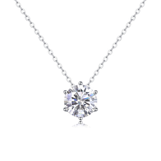 Rose Moissanite Pendant Necklace – Luxury Silver Jewelry