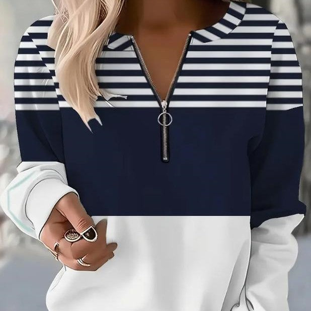 Half-Zip Flag Print Sweatshirt –Trendy Streetwear Pullover