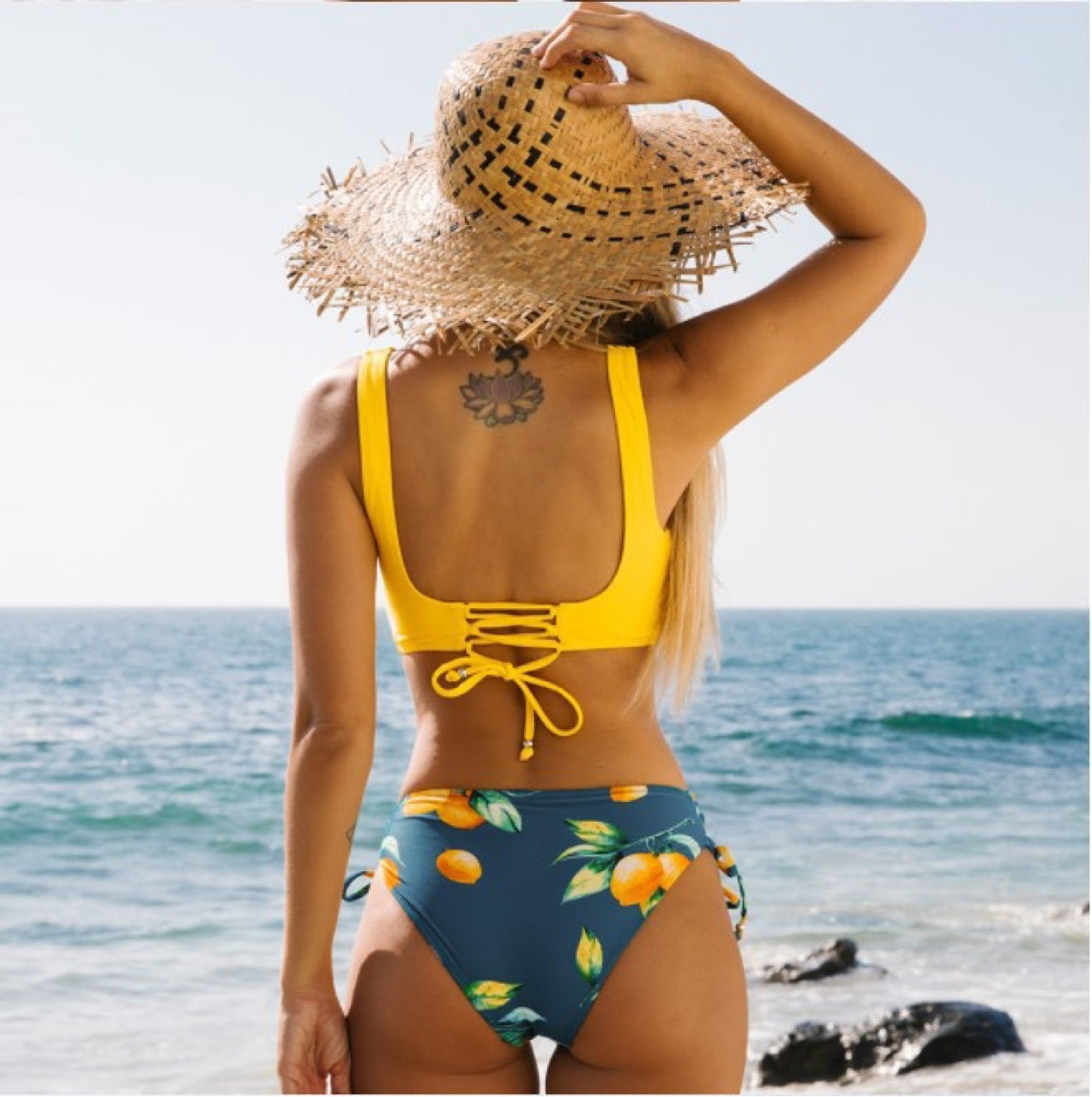 Vibrant Yellow Bikini Swimsuit – Two-Piece Beachwear
