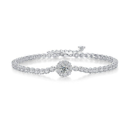 Luxury Moissanite Tennis Bracelet – "Bridge of Magpies" Silver Jewelry with Adjustable Heart Clasp