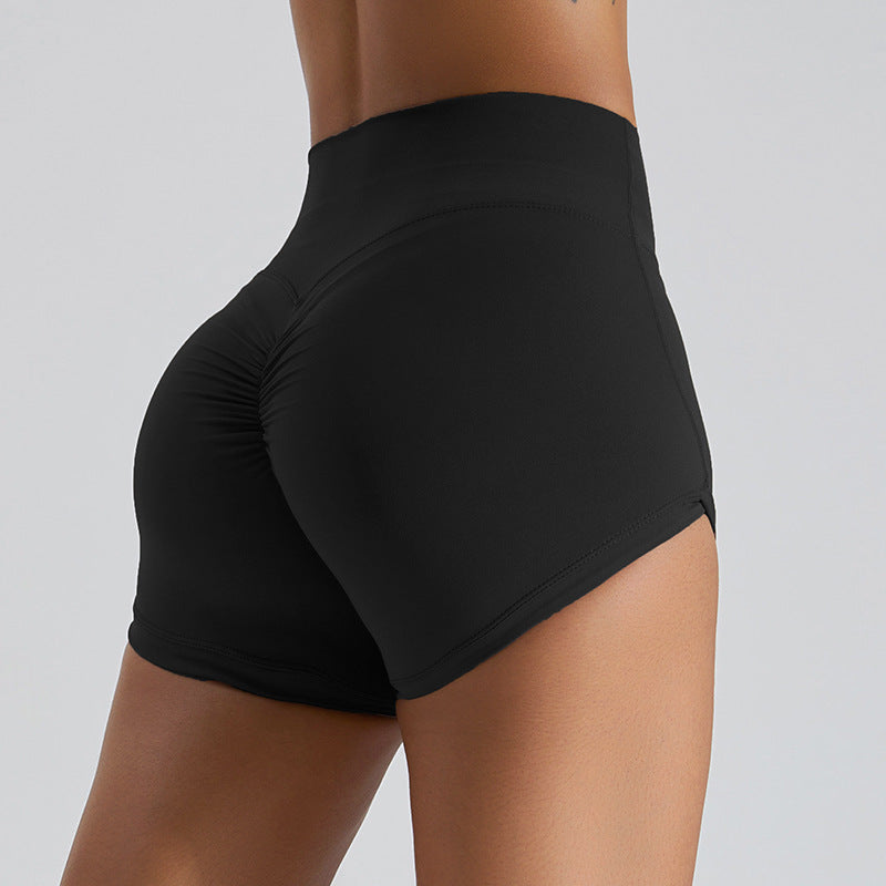 Women’s High Waist Yoga Shorts – Crimp Style, Peach Lift Design
