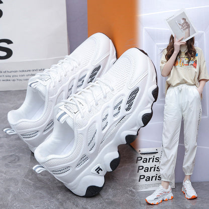 Wave Sole Running Sneakers – Women’s Lace-Up Mesh Sports Shoes